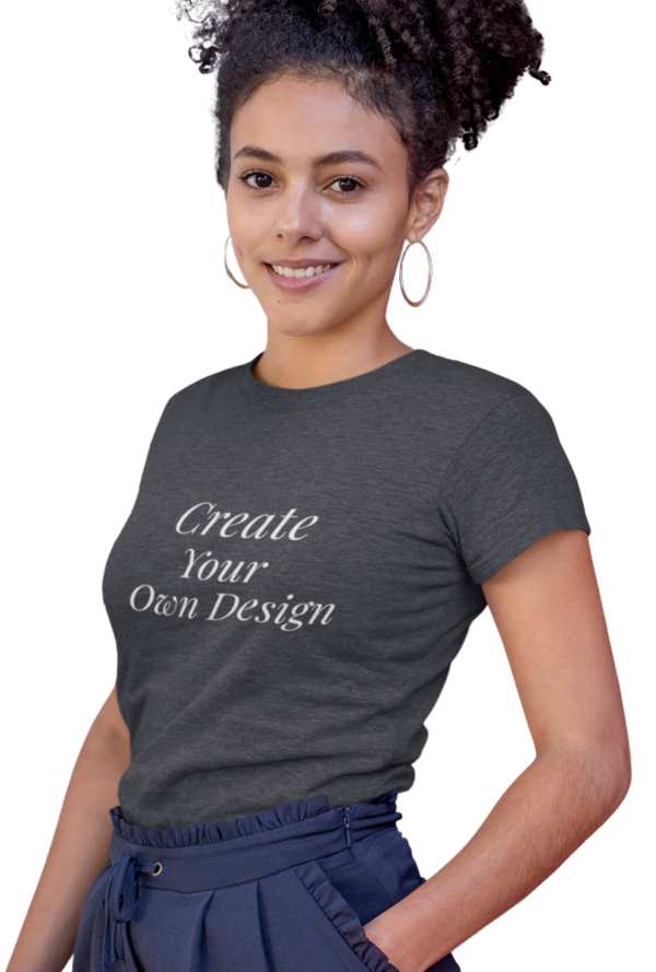 Create Your Own Charcoal Melange Women Round Neck TShirt