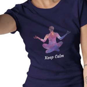 Women Round Neck Yoga Navi Blue T-Shirt