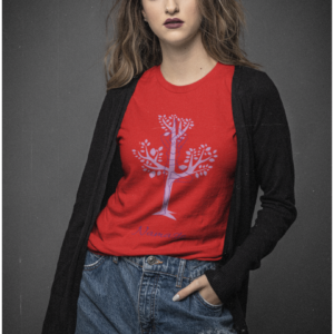 Women Round Neck Red Yoga Tshirt